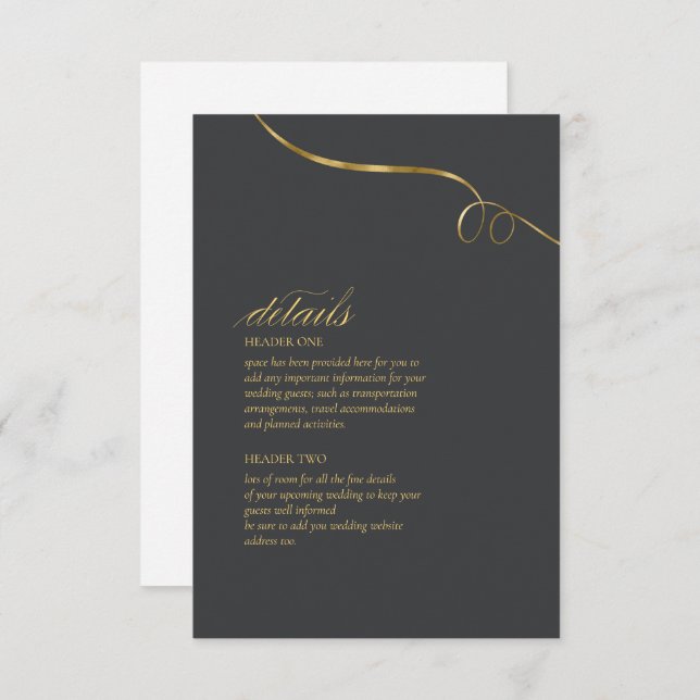 Simple Elegance Wedding Details Charcoal ID1022 Enclosure Card (Front/Back)