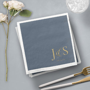 Simple Elegance Wedding Initials Blue ID1022 Napkin