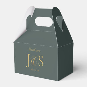 Simple Elegance Wedding Initials Green ID1022 Favour Box