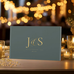 Simple Elegance Wedding Initials Green ID1022 Guest Book