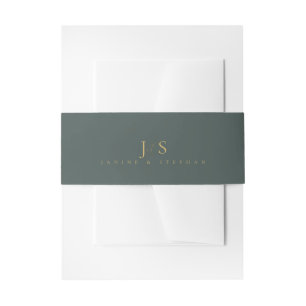 Simple Elegance Wedding Initials Green ID1022 Invitation Belly Band