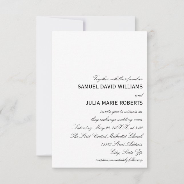 Simple Elegance Wedding Invitation 3x5 (Front)