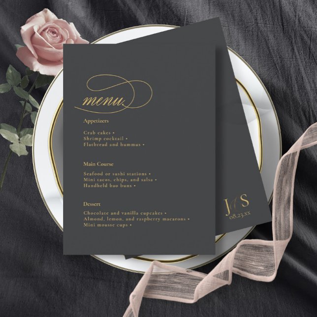 Simple Elegance Wedding Menu Charcoal ID1022 (Creator Uploaded)
