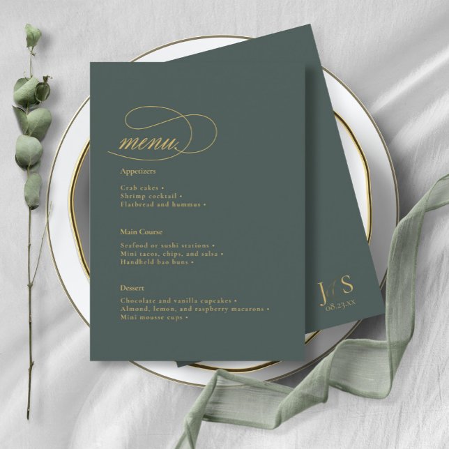 Simple Elegance Wedding Menu Green ID1022 (Creator Uploaded)