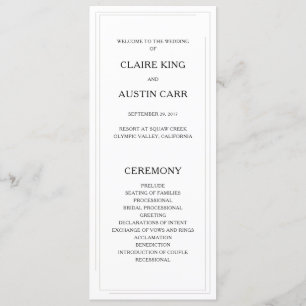 Simple Elegance Wedding Programs Programme