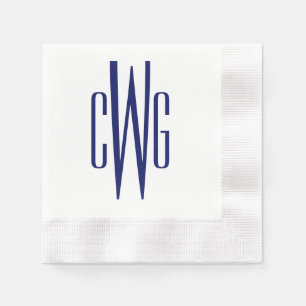 Simple Elegant 3 Initial Letter Monogram #4 Blue Napkin