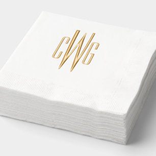 Simple Elegant 3 Initial Letter Monogram #4 Foil Napkins