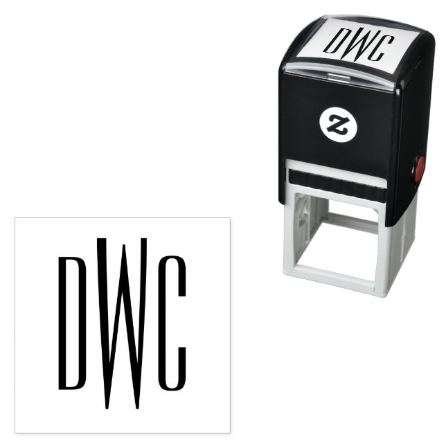 Simple Elegant 3 Initial Letter Monogram #8 Emboss Self-inking Stamp (In Situ)