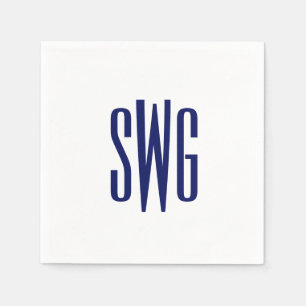 Simple Elegant 3 Initial Letter Monogram #8BSt3 Bl Napkin