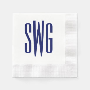Simple Elegant 3 Initial Letter Monogram #8BSt3 Bl Napkin