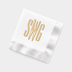 Simple Elegant 3 Initial Letter Monogram #8BSt3 Foil Napkins