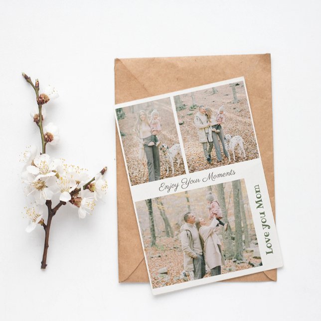 Simple Elegant 3 Photo Collage Holiday Card (Creator Uploaded)