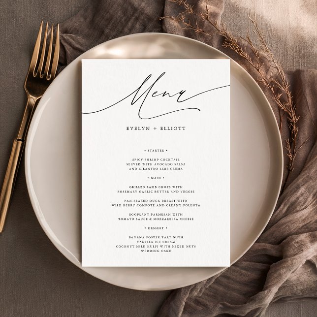 Simple Elegant 5x7" Wedding Dinner Menu Template (Creator Uploaded)