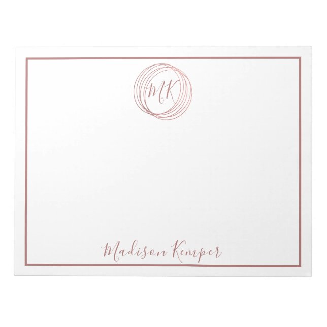 Simple & Elegant Abstract Rose Gold Circles Notepad (Front)