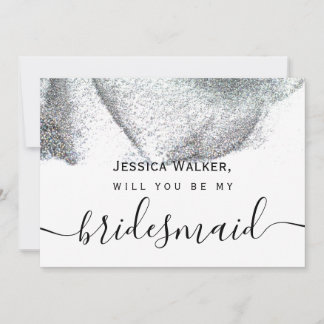 Simple Elegant Aesthetic Glitter my bridesmaid Invitation