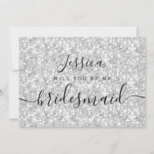 Simple Elegant Aesthetic Glitter my bridesmaid Invitation