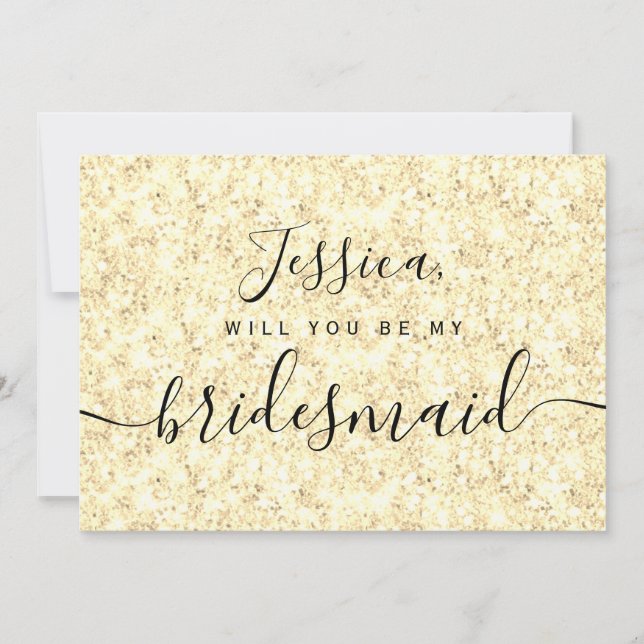 Simple Elegant Aesthetic Glitter my bridesmaid Invitation (Front)