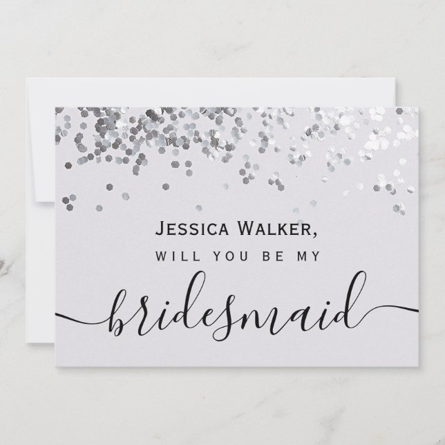 Simple Elegant Aesthetic Glitter my bridesmaid Invitation (Front)