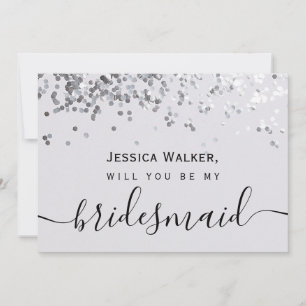 Simple Elegant Aesthetic Glitter my bridesmaid Invitation