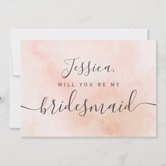 Simple Elegant Aesthetic Watercolor my bridesmaid Invitation (Front)