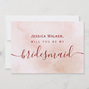 Simple Elegant Aesthetic Watercolor my bridesmaid Invitation