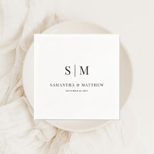 Simple Elegant Ampersand Couple Initials Wedding Napkin