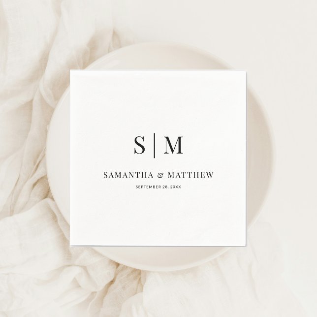 Simple Elegant Ampersand Couple Initials Wedding Napkin (Simple Elegant Couple Monogram Wedding Napkin)