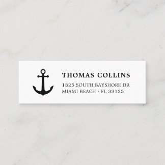 Simple Elegant Anchor Black and White | Mini Business Card