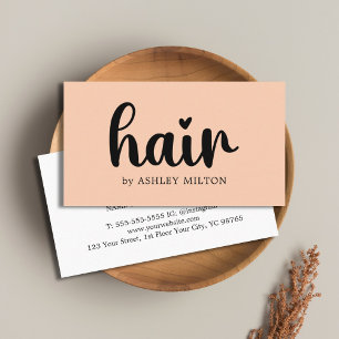 Simple Elegant Apricot Bold Black Hair Stylist Business Card