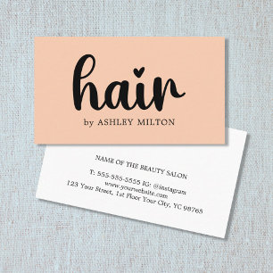 Simple Elegant Apricot Bold Black Hair Stylist Business Card