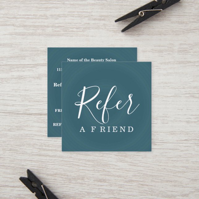 Simple Elegant Aqua Blue and White Referral (Front/Back In Situ)