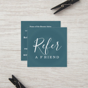 Simple Elegant Aqua Blue and White Referral Card