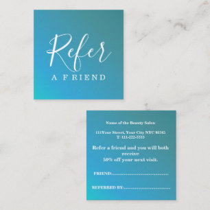 Simple Elegant Aqua Blue and White Referral Card