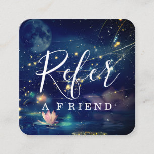 Simple Elegant Aqua Blue and White Referral Card