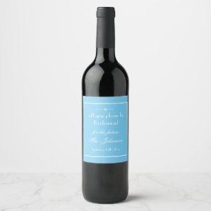 Simple Elegant Aqua Blue Bridesmaid Proposal Wine Label