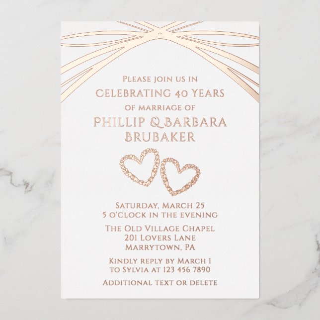 Simple Elegant Arch 40th Wedding Anniversary Party (Front)