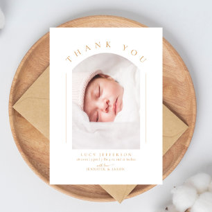 Simple Elegant Arch Baby Shower Photo Thank You Card