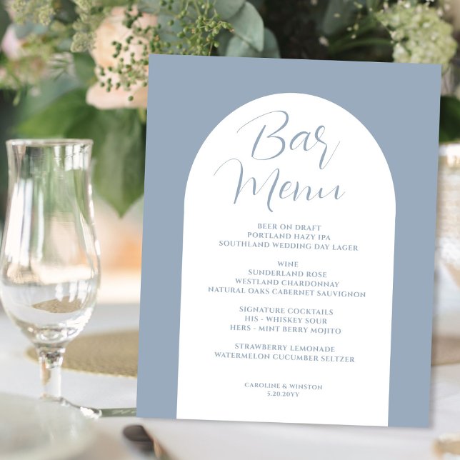 Simple Elegant Arch, Grey, Wedding Bar Menu Drink Acrylic Sign (Creator Uploaded)