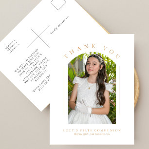 Simple Elegant Arch Photo First Communion Thank Yo Postcard