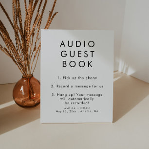 Simple Elegant Audio Guestbook Wedding Pedestal Sign