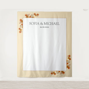 Simple Elegant Autumn Wedding Photo Booth Backdrop Tapestry