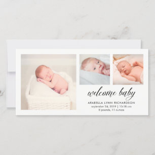 Simple Elegant Baby Birth Announcement   3 Photos