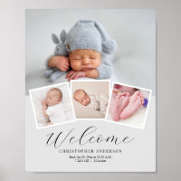 Simple Elegant Baby Boy Photo Birth Date Stats