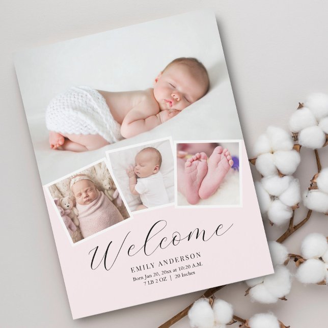Simple Elegant Baby Girl Photo Birth Announcement (Creator Uploaded)