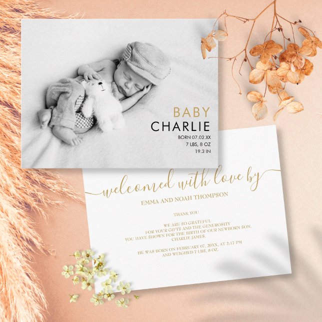 Simple Elegant Baby Photo Birth Announcement Postcard (Creator Uploaded)