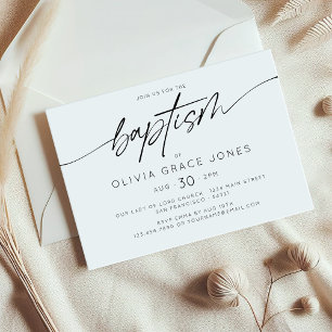 Simple Elegant Baptism Christening Script  Invitation