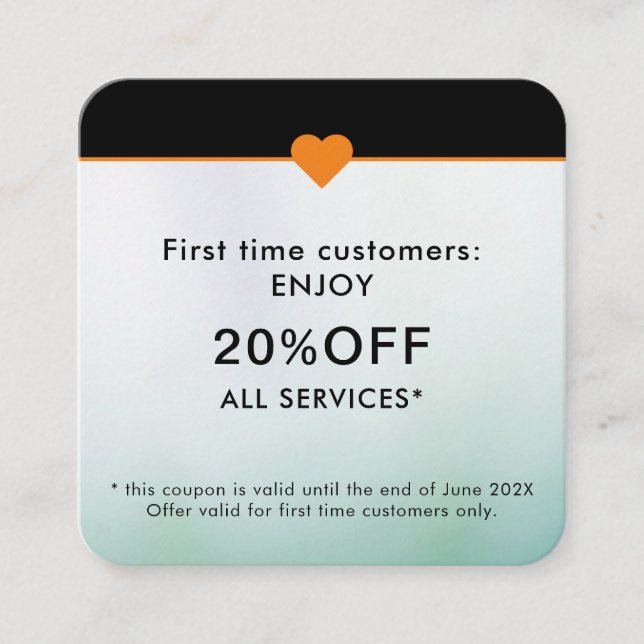 Simple Elegant Beauty Salon First Time Discount Card (Front)