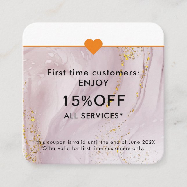 Simple Elegant Beauty Salon First Time Discount Card (Front)