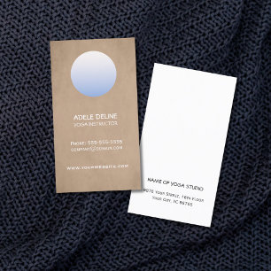 Simple elegant Beige Blue Yoga Instructor Business Card