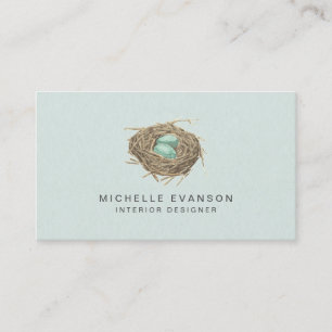 Simple Elegant Bird Nest Professional Mint Green Business Card